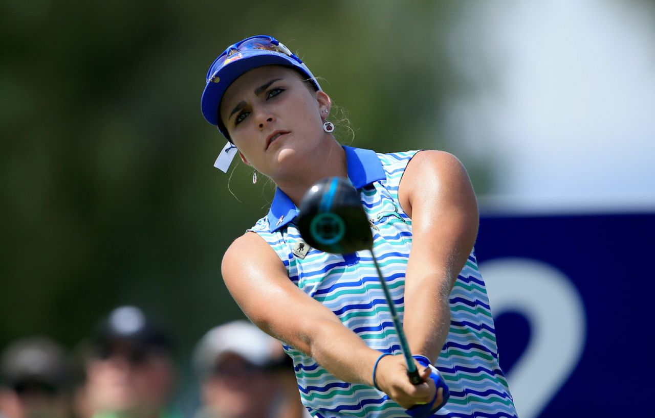 Lexi Thompson hit one drive that measured 348 yards on Thursday. 